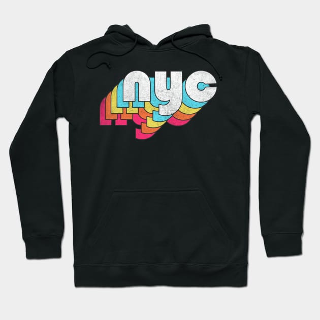 NYC  / Retro Faded Style Typography Design Hoodie by DankFutura